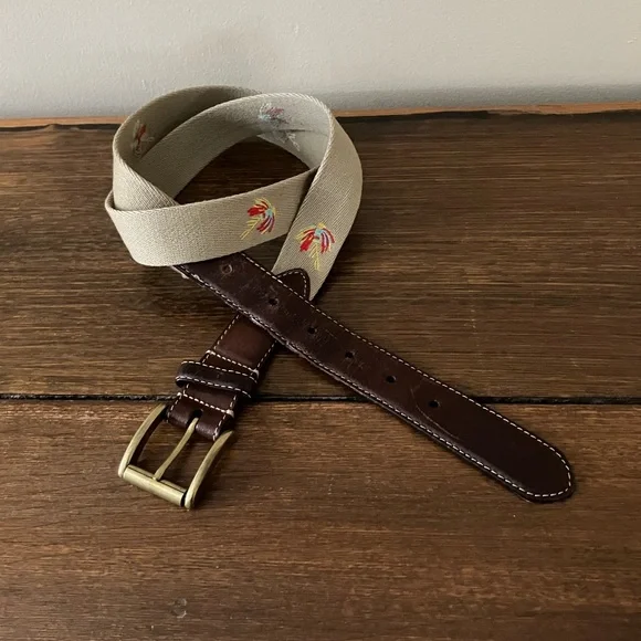 Orvis Leather and Embroidered Canvas Fishing Lure Belt - Picture 3 of 6